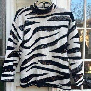 Chico's Women's Embellished Sweater Black/White, Size Chico's 0 / US (4/6-S)